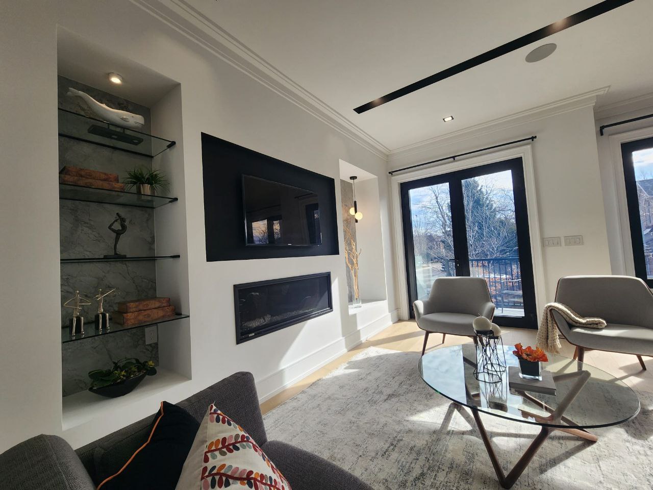 Basement bathroom with glass shower